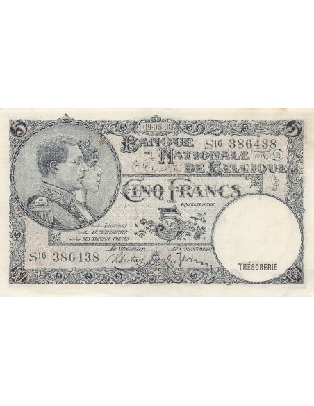 Belgique 5 francs 1938
