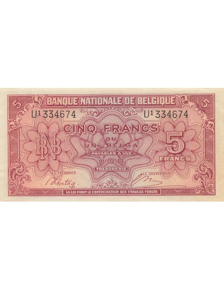 Belgique 5 francs 1943