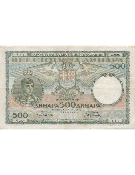 Yougoslavie 500 dinara 1935