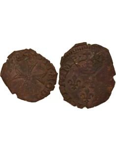 Etats Italiens Delfino Tizzone A la Croix de Saint Esprit 1 liard Billon 1585