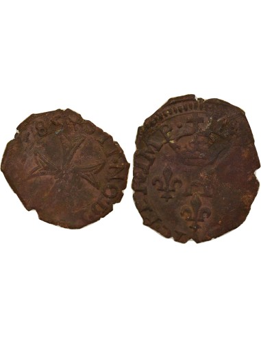 Etats Italiens Delfino Tizzone A la Croix de Saint Esprit 1 liard Billon 1585