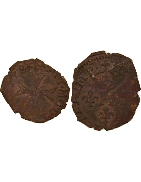 Etats Italiens Delfino Tizzone A la Croix de Saint Esprit 1 liard Billon 1585