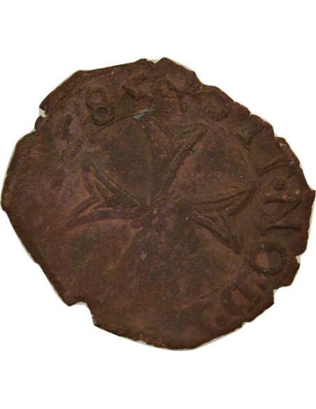 Etats Italiens Delfino Tizzone A la Croix de Saint Esprit 1 liard Billon 1585