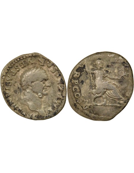 Rome Empire Vespasien Empereur Assis 1 denier Argent 74 R Rome