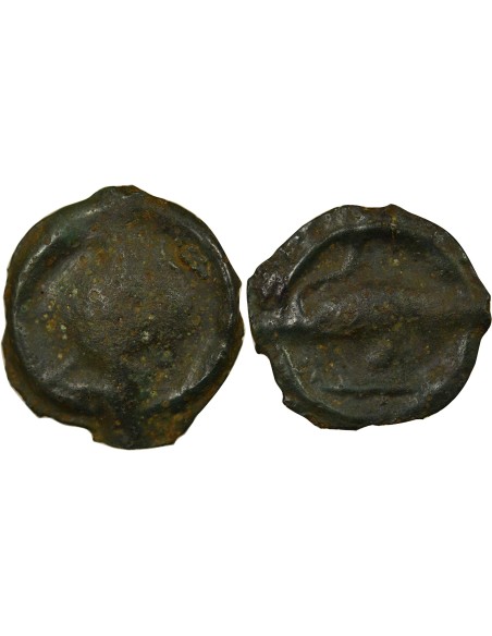 Gaule (Turons) A la Tête Diabolique 1 potin Potin 80 à 50 AV JC