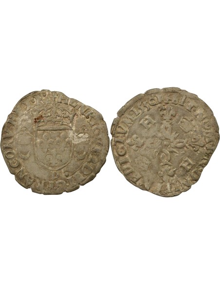 Henri II Aux Croissants 1 douzain Billon 1550 D Lyon