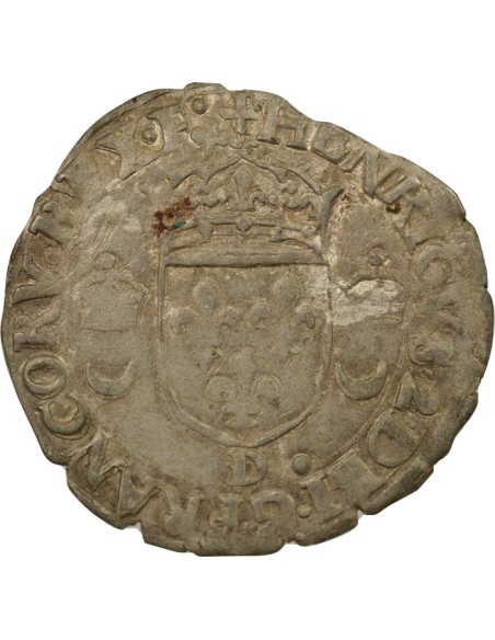 Henri II Aux Croissants 1 douzain Billon 1550 D Lyon