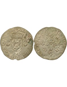 Henri II Aux Croissants 1 douzain Billon 1551 D Lyon