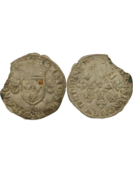 Henri II Aux Croissants 1 douzain Billon 1550 A - Paris