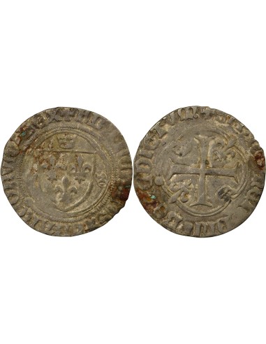 François Ier A la Couronne 1 blanc à la couronne Billon 1515-1540 B Rouen