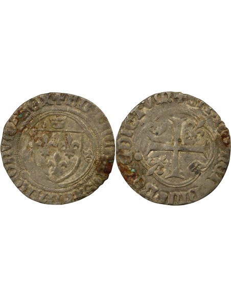 François Ier A la Couronne 1 blanc à la couronne Billon 1515-1540 B Rouen