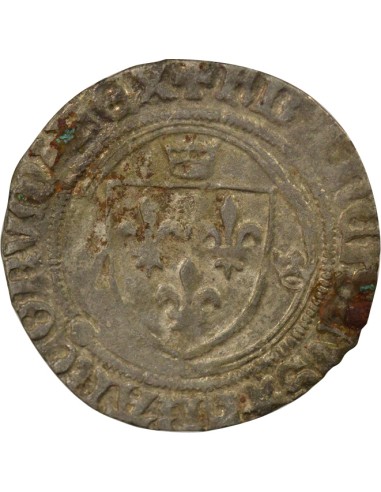 François Ier A la Couronne 1 blanc à la couronne Billon 1515-1540 B Rouen