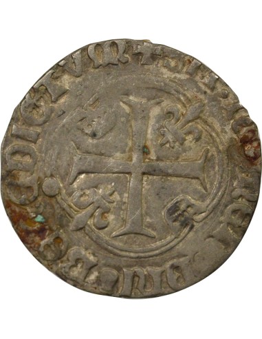 François Ier A la Couronne 1 blanc à la couronne Billon 1515-1540 B Rouen