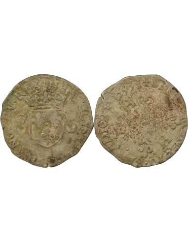 Henri II Aux Croissants 1 douzain Billon 1553 S Troyes