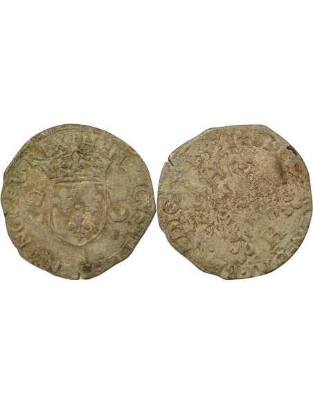 Henri II Aux Croissants 1 douzain Billon 1553 S Troyes
