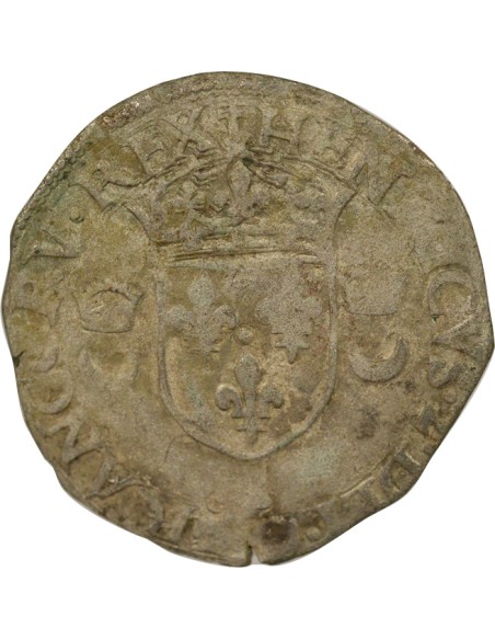 Henri II Aux Croissants 1 douzain Billon 1553 S Troyes