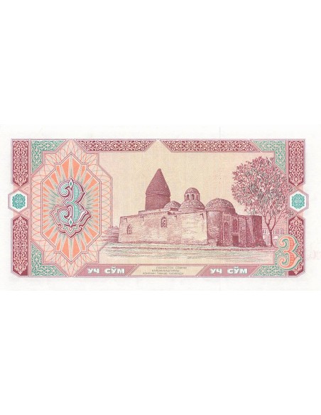 Ouzbékistan 3 Som - 1994 - Remplacement - P.74 3 som 1994