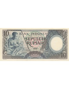 Indonésie 10 Rupiah - 1958 - Remplacement - P.56 10 rupiah 1958