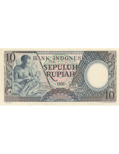 Indonésie 10 Rupiah - 1958 - Remplacement - P.56 10 rupiah 1958