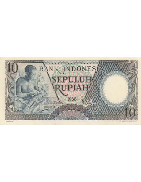 Indonésie 10 Rupiah - 1958 - Remplacement - P.56 10 rupiah 1958
