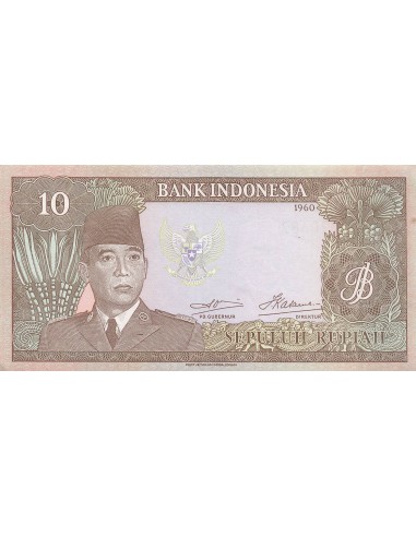 Indonésie 10 Rupiah - 1960 - Remplacement - P.83 10 rupiah 1960