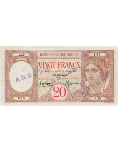 Tahiti 20 Francs - ND (1928) - Annulé - P.12c 20 francs 1928