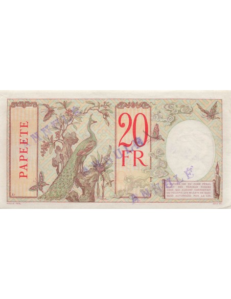 Tahiti 20 Francs - ND (1928) - Annulé - P.12c 20 francs 1928