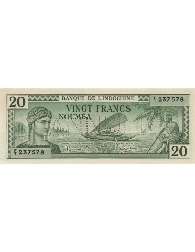 Nle Calédonie 20 Francs - ND (1944) - Annulé - P.49 20 francs 1944