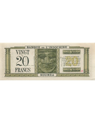 Nle Calédonie 20 Francs - ND (1944) - Annulé - P.49 20 francs 1944