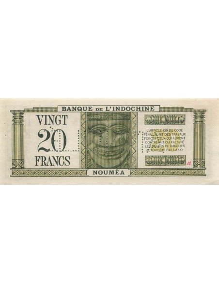 Nle Calédonie 20 Francs - ND (1944) - Annulé - P.49 20 francs 1944
