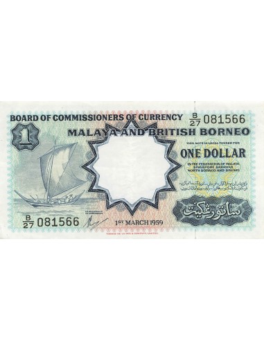 Malaya et Bornéo 1 Dollar - 1959 - P.8A 1 dollar 1959