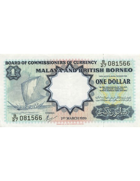 Malaya et Bornéo 1 Dollar - 1959 - P.8A 1 dollar 1959