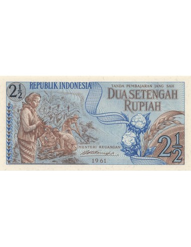 Indonésie 2 1/2 Rupiah - 1961 - Remplacement - P.79 2