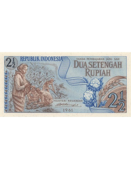 Indonésie 2 1/2 Rupiah - 1961 - Remplacement - P.79 2