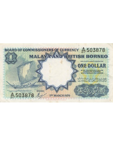 Malaya et Bornéo 1 Dollar - 1959 - P.8 1 dollar 1959