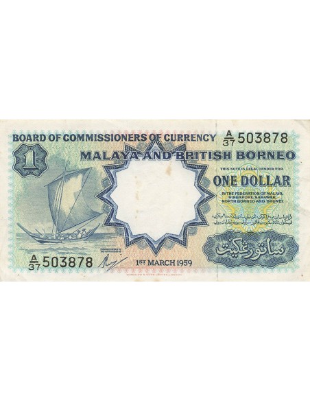 Malaya et Bornéo 1 Dollar - 1959 - P.8 1 dollar 1959