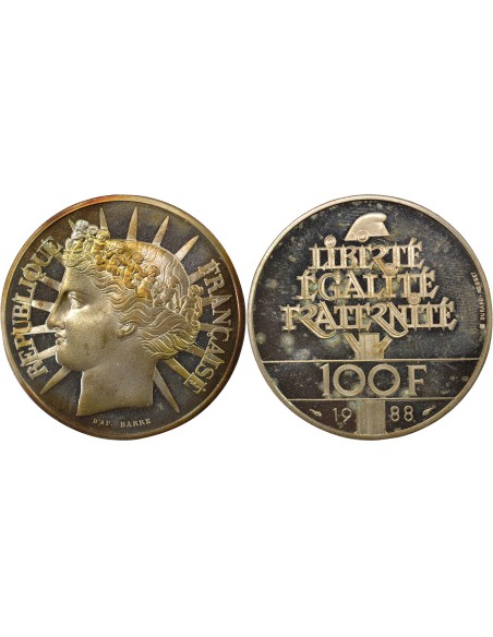 Fraternité 100 francs Argent 1988 Pessac