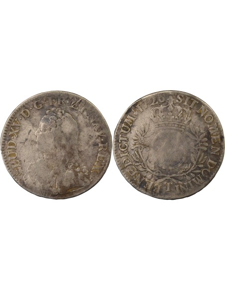 Louis XV au Buste Habillé 1 ecu Argent 1726 T Nantes