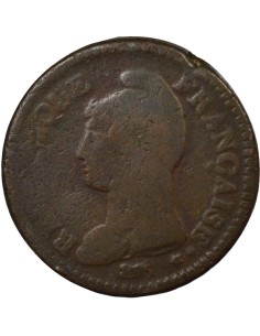 Refrappe du 2 Décimes 1 décime Cuivre An 5 A - Paris 2