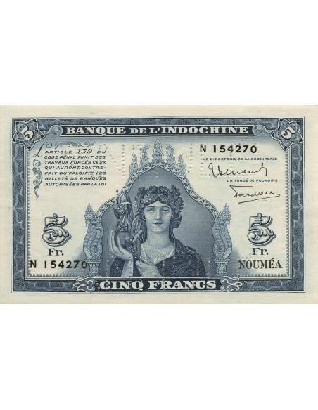 Nle Calédonie 5 Francs - ND (1944) - Annulé - P.48 5 francs 1944