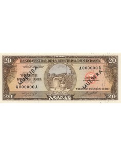 République dominicaine 20 pesos Oro - ND (1964) - Muestra - P.102s1 20 pesos oro 1964