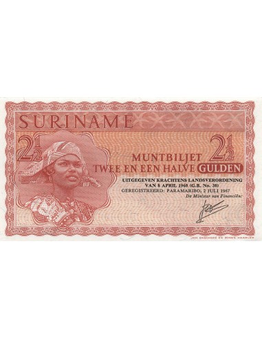 Suriname 2 1/2 Gulden - 1967 - Remplacement - P.117 2