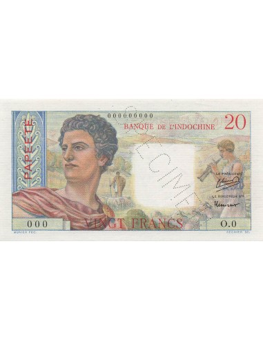Tahiti 20 Francs - ND (1951) - Specimen - P.21a 20 francs 1951