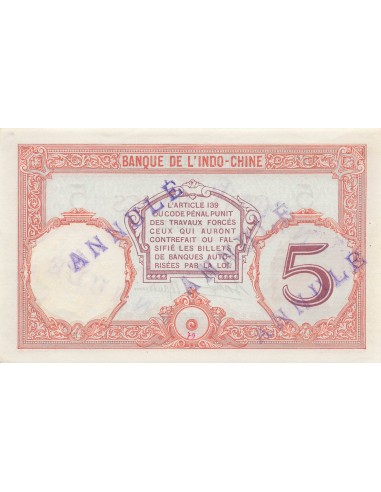 Tahiti 5 Francs - ND (1927) - Annulé - P.11b 5 francs 1927
