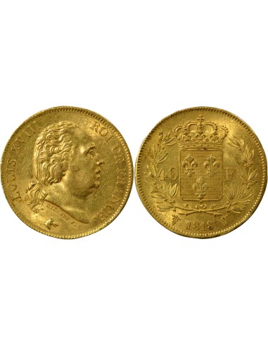 Louis XVIII Louis XVIII - 40 Francs Or - 1818 W Lille 40 francs Or 1818 W Lille