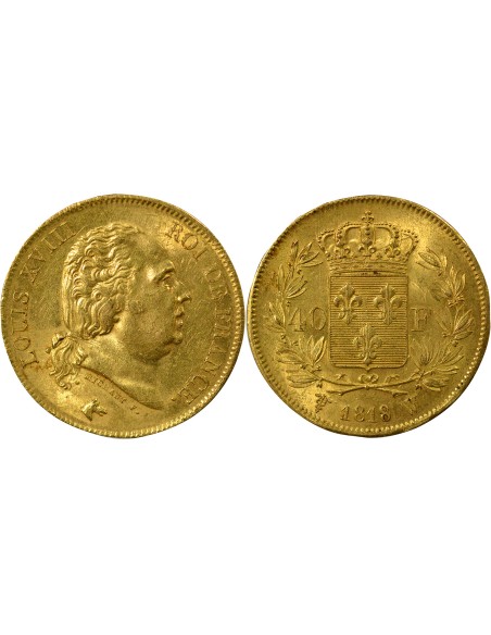 Louis XVIII Louis XVIII - 40 Francs Or - 1818 W Lille 40 francs Or 1818 W Lille