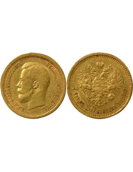 Russie Nicolas II Nicolas II - 7.5 Roubles Or - 1897 St Pétersbourg 7.5 rouble Or 1897 Saint-Petersbourg