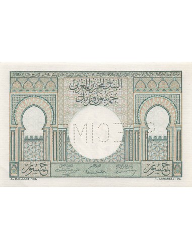 Maroc 50 Francs - ND (1949) - Specimen - P.44 50 francs 1949