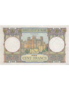 Maroc 100 Francs - ND (1928) - Specimen - P.20 100 francs 1928