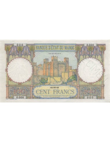 Maroc 100 Francs - ND (1928) - Specimen - P.20 100 francs 1928